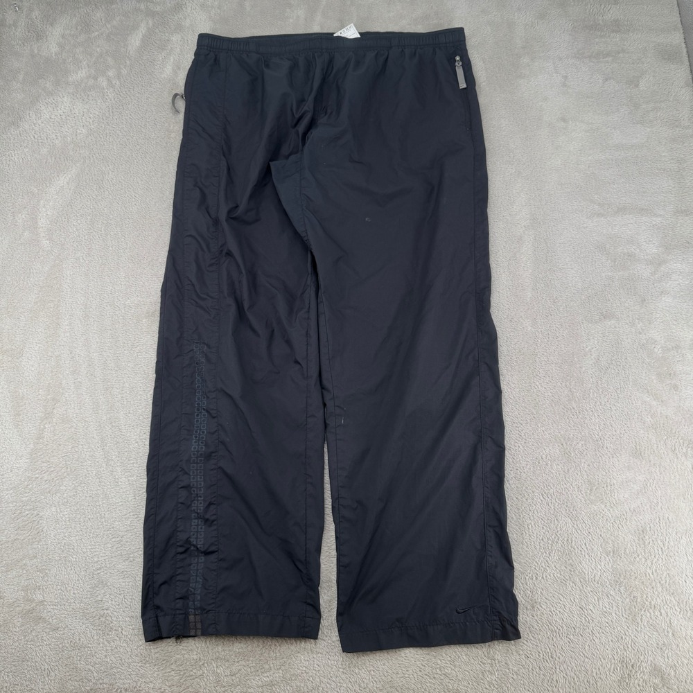 VTG Y2K Nike Parachute Track Pants Mens XL Black Ripstop Windbreaker Athletic